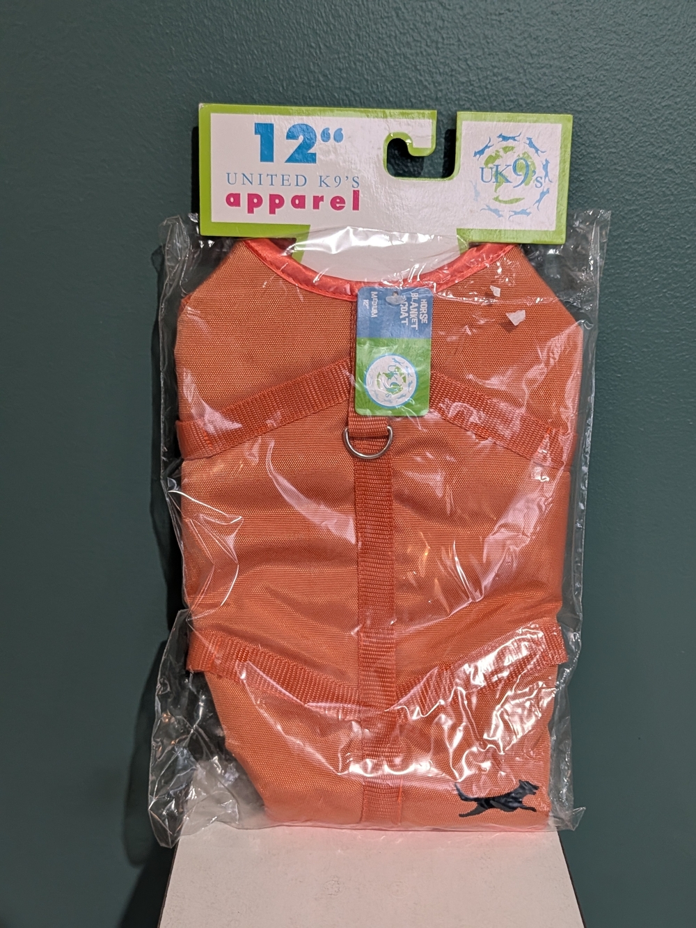 NWT United K9's 12" Orange Horse Blanket Style Dog Coat Harness Vest-Medium